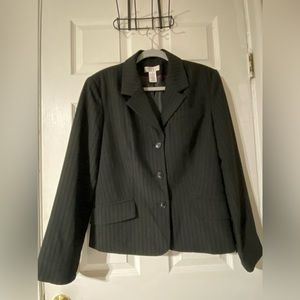 Worthington Strech Women's Blazer Black Stripped Button Front Size 14 NWOT